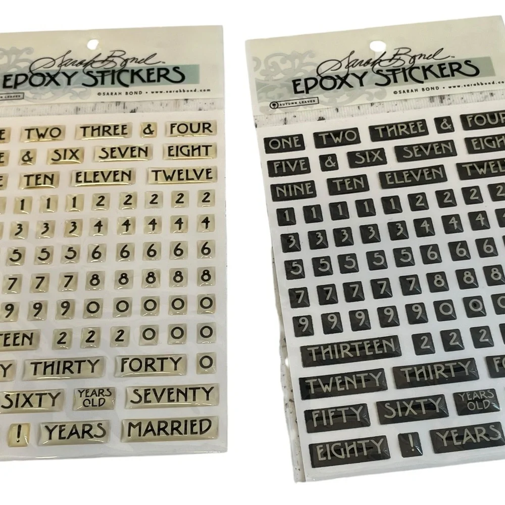 Sarah Bond & K&Co Epoxy Stickers Lot Alphabet & Number Sets for Scrapbooking New